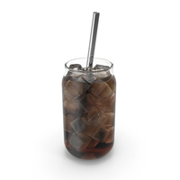 Drinking Glass Mug with Metal Straw - Cola PNG & PSD Images