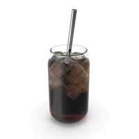 Drinking Glass Mug with Metal Straw - Cola PNG & PSD Images