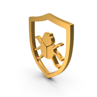 Detailed Set Of Cyber Security Beetle In The shield Icon Gold PNG & PSD Images