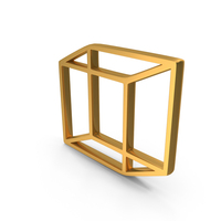 Out Line Cube Shape Three Dimensional Space Geometry Net Icon Gold PNG & PSD Images