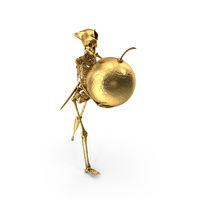 Golden Skeleton Pirate Carrying A Large Bomb PNG & PSD Images
