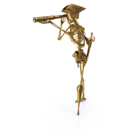 Golden Skeleton Pirate Looking Through Spyglass PNG & PSD Images