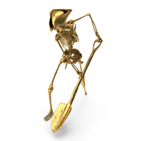 Golden Skeleton Pirate Digging With Shovel PNG & PSD Images