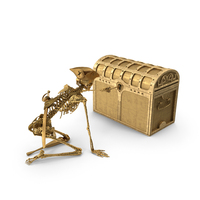 Golden Skeleton Pirate With Chest PNG & PSD Images