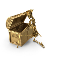 Golden Skeleton Pirate Opening An Empty Chest PNG & PSD Images