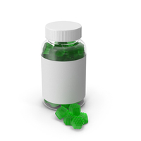 Gummy Supplement Bottle Green PNG & PSD Images