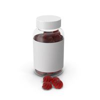 Gummy Supplement Bottle Red PNG & PSD Images