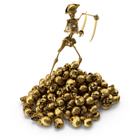 Golden Skeleton Pirate Sword Fighting On Skull Hill PNG & PSD Images