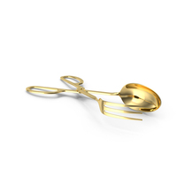 Scissor Serving Tongs With Fork And Spoon Gold PNG & PSD Images