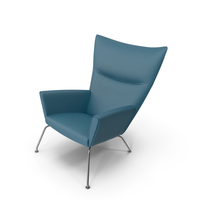 Blue Canvas Wingback Chair PNG & PSD Images