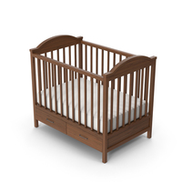Baby Cot Dark Wood PNG & PSD Images