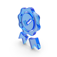 Blue Glass Tick Mark Badge Symbol PNG & PSD Images