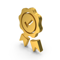 Gold Tick Mark Badge Symbol PNG & PSD Images