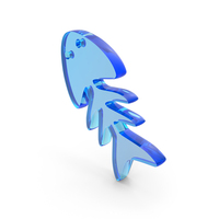 Blue Glass Small Fish Bone Skeleton Icon PNG & PSD Images