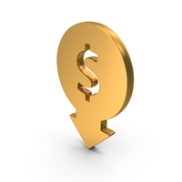 Gold Dollar Cost Reduction Icon PNG & PSD Images