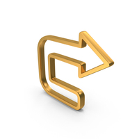 Gold 180 Turn Right Arrow Outline Icon PNG & PSD Images