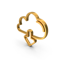 Out Line Cloud Download Icon Gold PNG & PSD Images