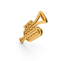Trumpet Player Music Instrument Icon Gold PNG & PSD Images