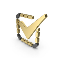 Gold Tick Mark With Dotted Box PNG & PSD Images