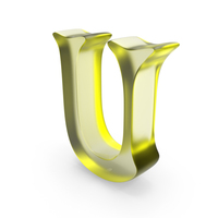 Yellow Glass Matte Letter U PNG & PSD Images