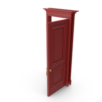 Red Classic Wooden Door Open 90 Degrees PNG & PSD Images