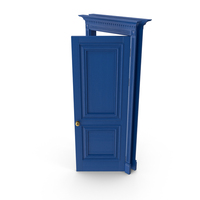 Blue Classic Wooden Door Open 45 Degrees PNG & PSD Images