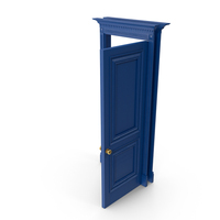 Blue Classic Wooden Door Open 90 Degrees PNG & PSD Images