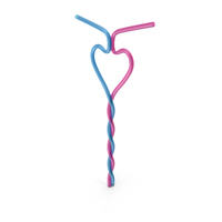 Pink & Blue Heart Shaped Plastic Couple Straw PNG & PSD Images