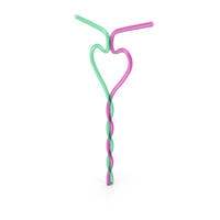 Pink & Green Heart Shaped Plastic Couple Straw PNG & PSD Images