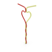 Red & Yellow Heart Shaped Plastic Couple Straw PNG & PSD Images