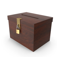 Wooden Ballot Box With Brass Padlock PNG & PSD Images
