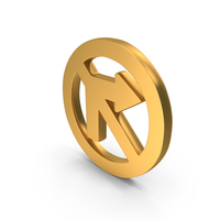 Gold Right Turn Prohibited Icon PNG & PSD Images