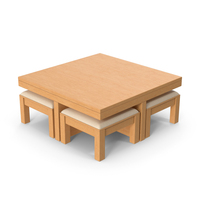 Wooden Dining Table And Stools PNG & PSD Images