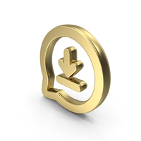 Gold Download Message Icon PNG & PSD Images