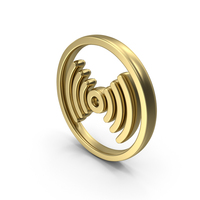 Gold Round Radio Waves Icon PNG & PSD Images