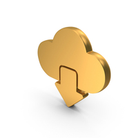 Gold Cloud Download Icon PNG & PSD Images