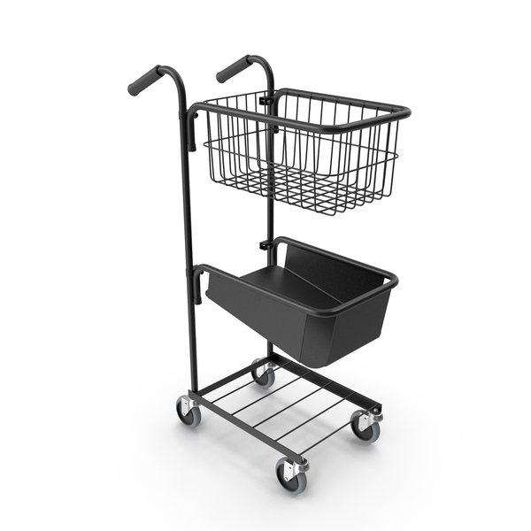 Black Trolley With Basket And File Shelf PNG & PSD Images