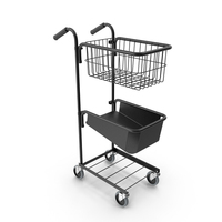 Black Trolley With Basket And File Shelf PNG & PSD Images