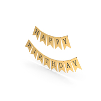 Gold Happy Birthday Banner PNG & PSD Images