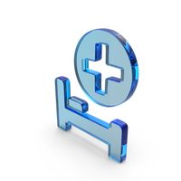 Blue Glass Hospital With Beds Available Symbol PNG & PSD Images
