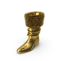Gold Left Leather Boot With Fur PNG & PSD Images