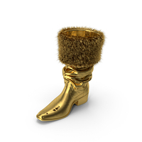 Gold Right Leather Boot With Fur PNG & PSD Images