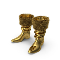 Gold Leather Boots With Fur PNG & PSD Images