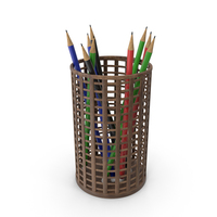 Pencil Holder With Multi Colored Pencils PNG & PSD Images