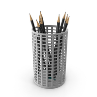Silver Pencil Holder With Black Pencils PNG & PSD Images