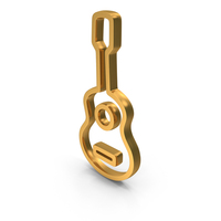 Gold Acoustic Guitar Musical Instrument Outline Icon PNG & PSD Images