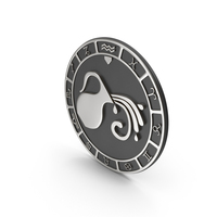 Silver Round Aquarius Zodiac Symbol PNG & PSD Images