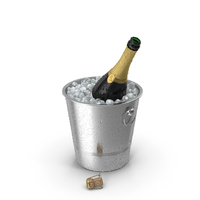Opened Champagne Bottle On Ice Bucket PNG & PSD Images