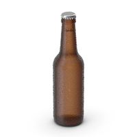 Brown Beer Bottle With Droplets PNG & PSD Images