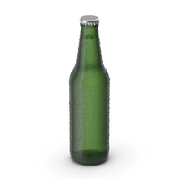 Green Beer Bottle With Droplets PNG & PSD Images